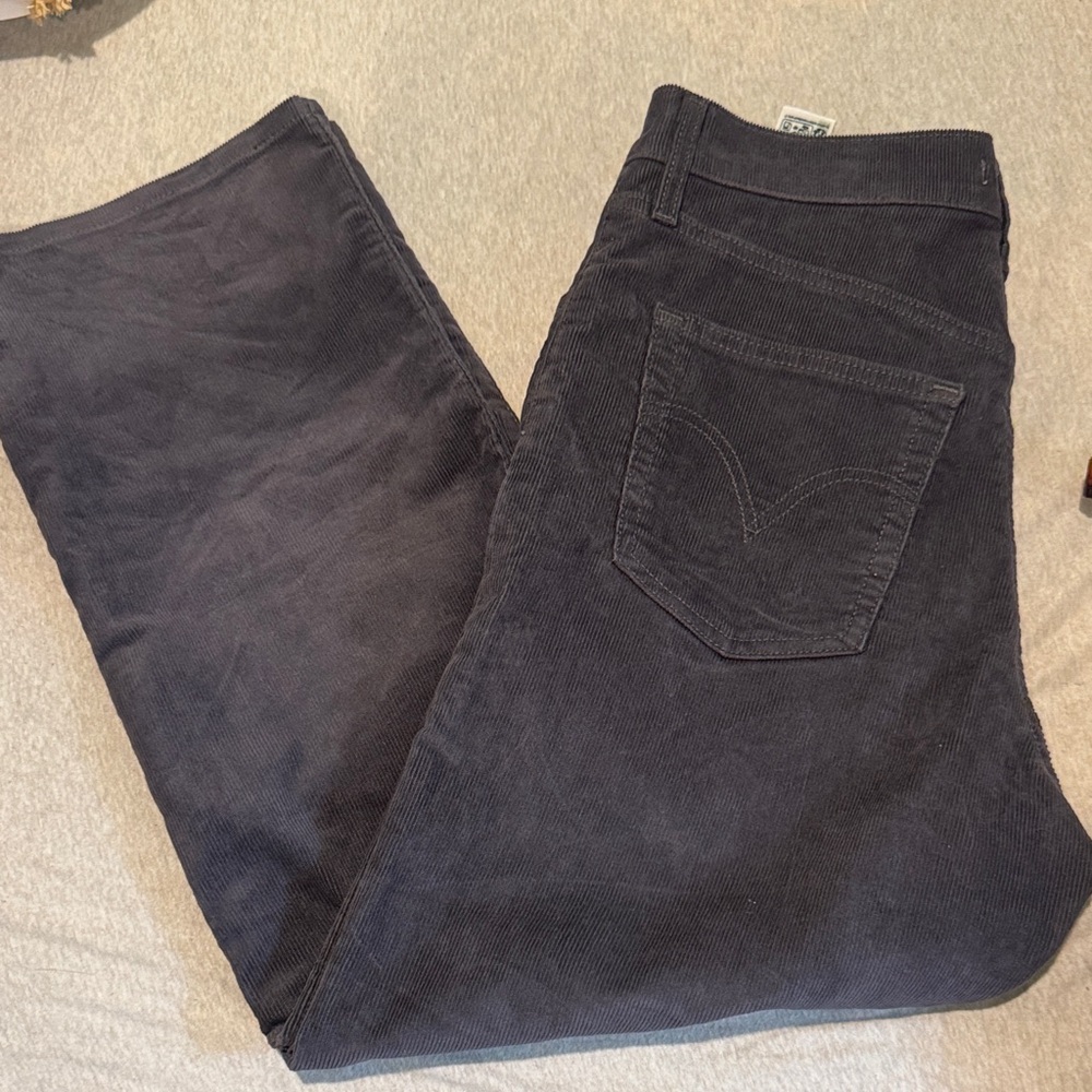 Levi's Gray Corduroy Pants Ribcage Straight Ankle 30